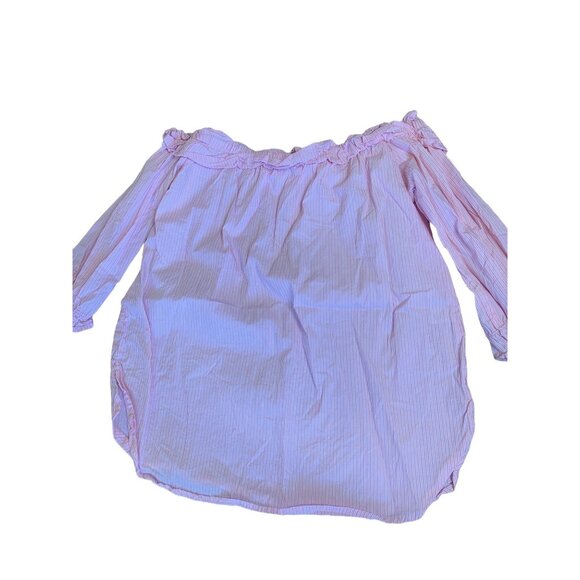 Pink & White Striped Off-Shoulder Blouse By Heart & Hips  S - Picture 3 of 5